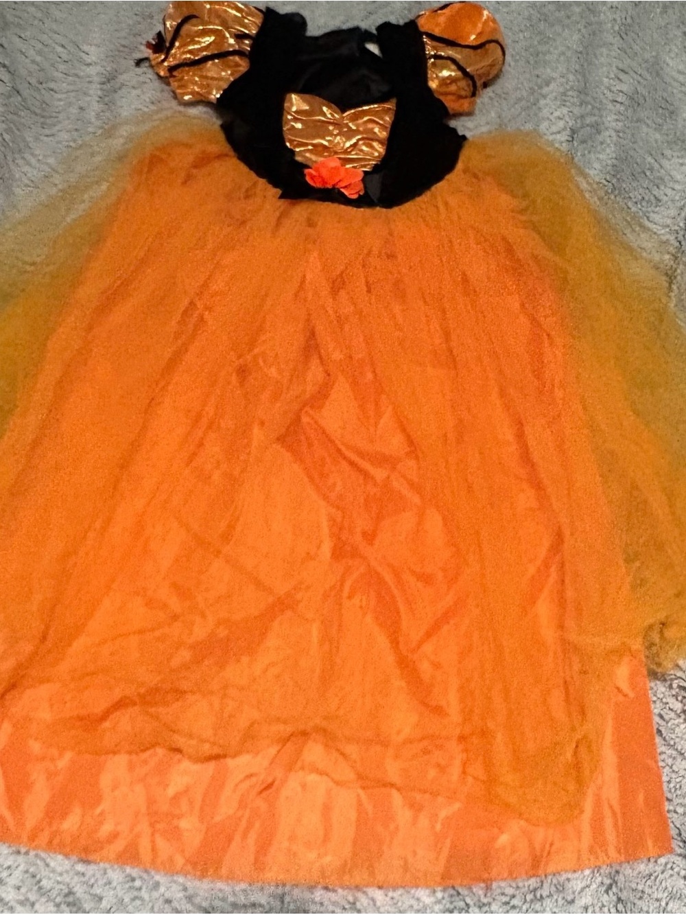 Kids Orange and Black Pumpkin Tulle Dress Costume